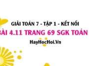 Bài 4.11 SGK Toán 7 tập 1 Kết nối tri thức